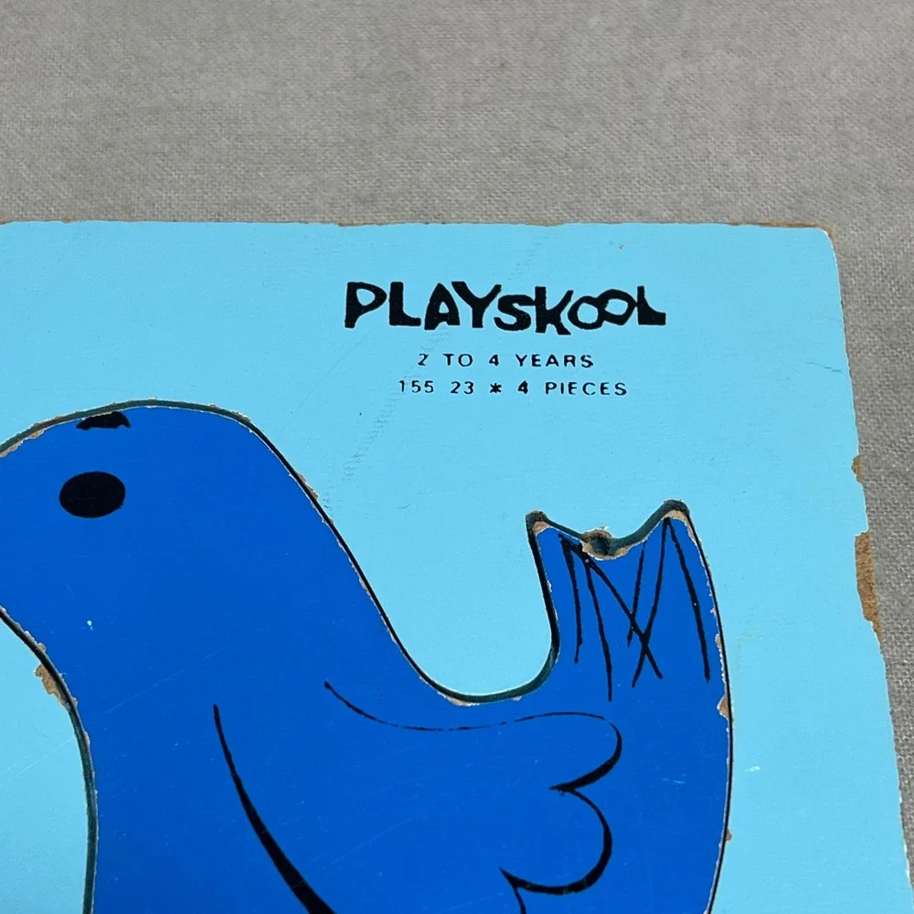 VTG Playskool Wooden Inlay Puzzles Set Nutty Squirrel Colors I See  70s Nursery